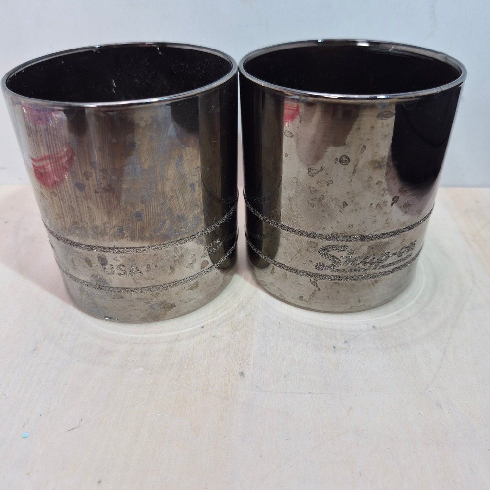 Snap-on Tools Socket Rocks Glass Set of 2 Smoke Chrome Finish USA 1/2 FS-161